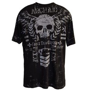 NWT $40 AFFLICTION Archaic Black Tee T-Shirt Mens Small Short Sleeve Biker Skull